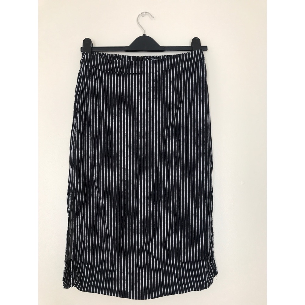Madewell Striped Side Slit Midi Skirt